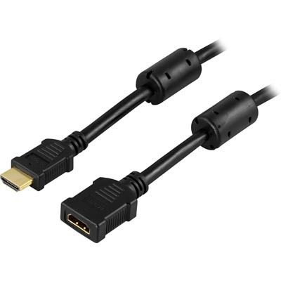 DELTACO HDMI förlängningskabel, 4K 60hz, HDMI Type A ha - ho, 1m, svart